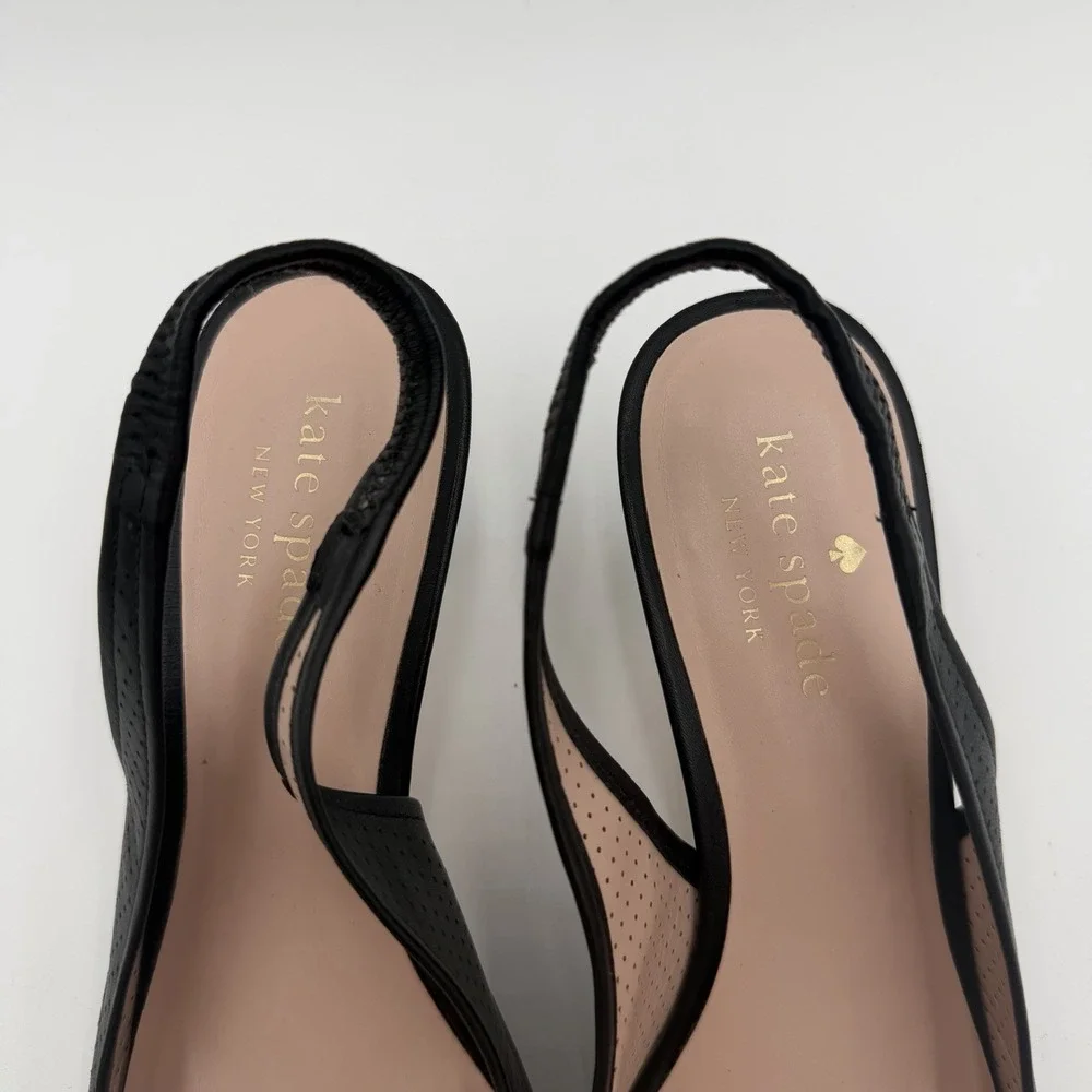 Kate Spade Veronica Black Slip On‎ Kitten Heel Sandals Women's 8.5 Slingback